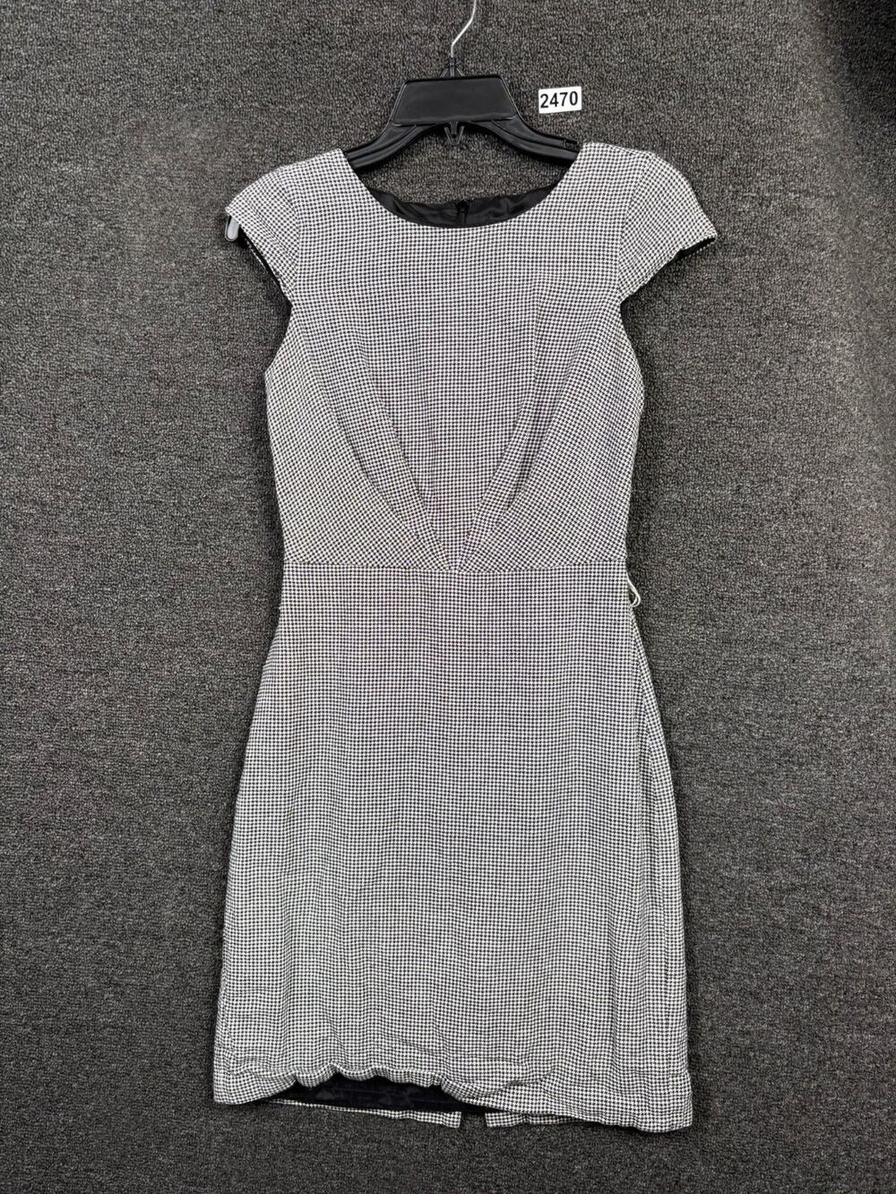 J.Crew 365 Sheath Dress Mini Womens Size 0 Black White Houndstooth Linen Blend